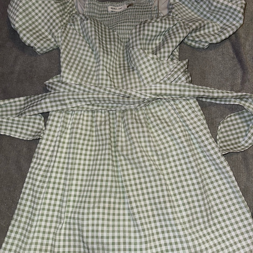 Mustard Seed Green Checkered Midi Dress